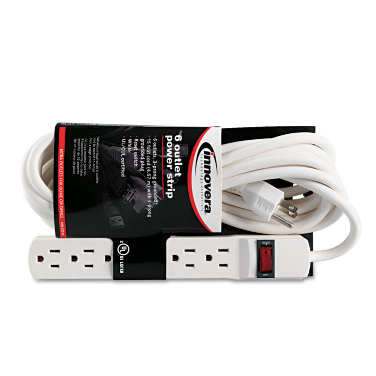 Power Strip, 6 Outlets, 15 ft Cord, Ivory 2