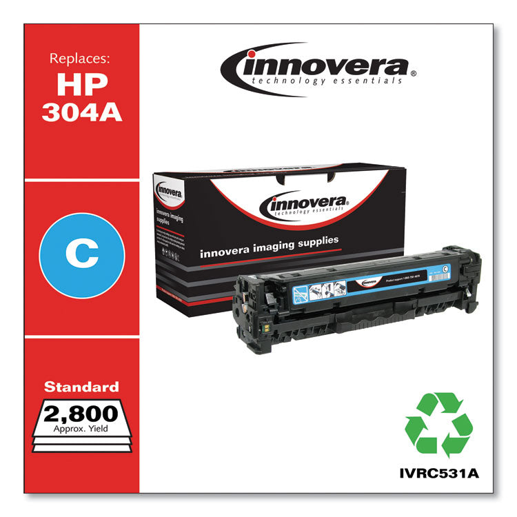 Remanufactured Cyan Toner, Replacement for 304A (CC531A), 2,800 Page-Yield 2