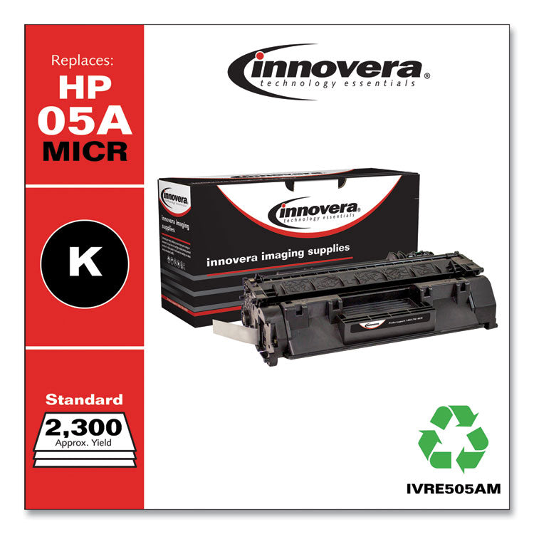 Remanufactured Black MICR Toner, Replacement for 05AM (CE505AM), 2,300 Page-Yield 2