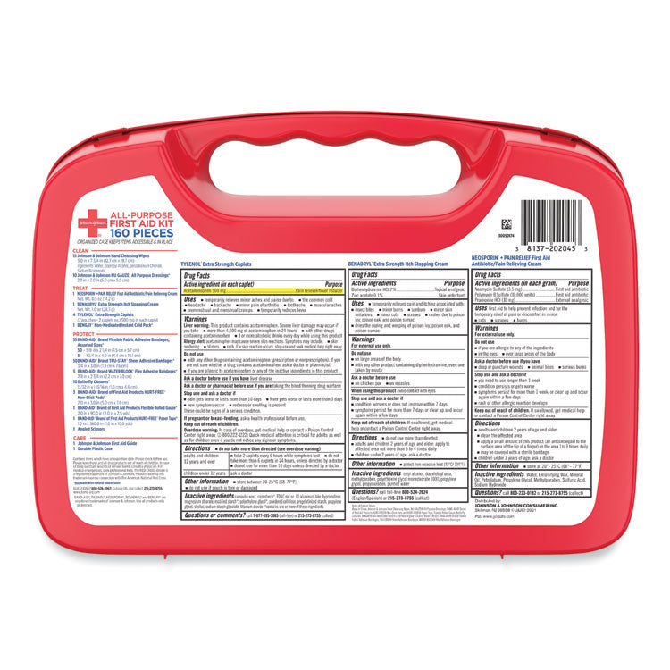 All-Purpose First Aid Kit, 160 Pieces, Plastic Case 6