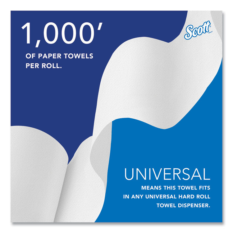 Essential High Capacity Hard Roll Towels for Business, Absorbency Pockets, 1-Ply, 8" x 1,000 ft, 1.5" Core, White,12 Rolls/CT 8