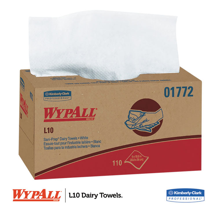 L10 SANI-PREP Dairy Towels, POP-UP Box, 1-Ply, 10.25 x 10.5, White, 110/Pack, 18 Packs/Carton 3