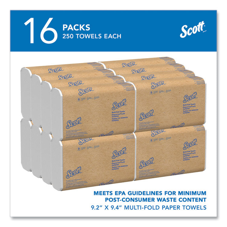 Essential Multi-Fold Towels, Absorbency Pockets, 1-Ply, 9.2 x 9.4, White, 250/Packs, 16 Packs/Carton 2