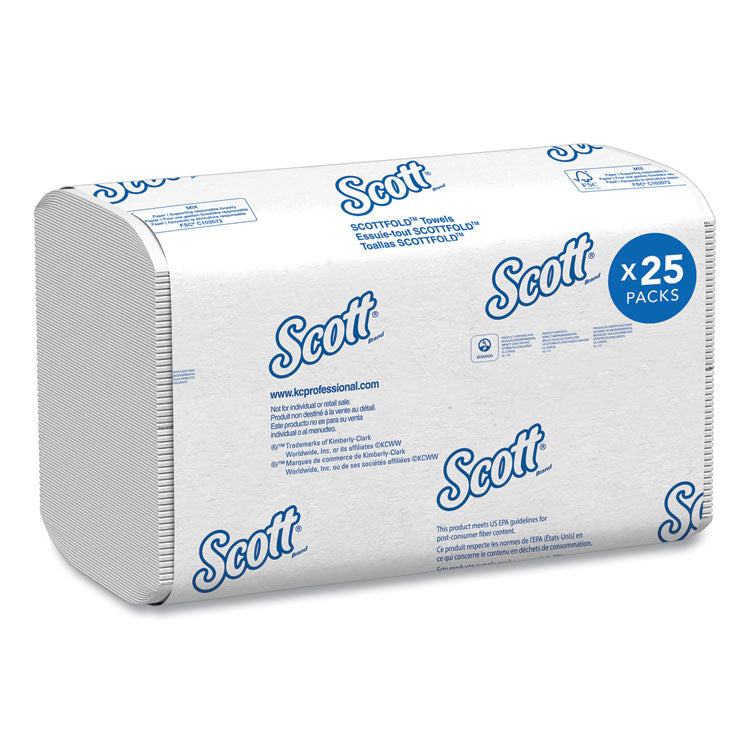 Pro Scottfold Towels, 1-Ply, 7.8 x 12.4, White, 175 Towels/Pack, 25 Packs/Carton 1