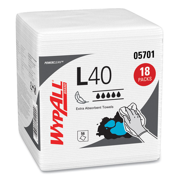 L40 Towels, 1/4 Fold, 12.5 x 12, White, 56/Box, 18 Packs/Carton 2