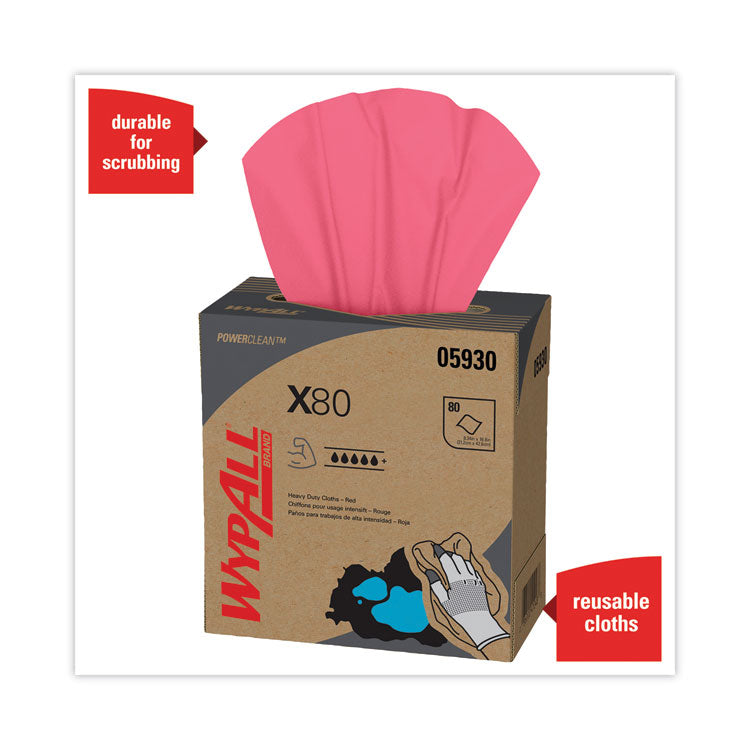 X80 Cloths, HYDROKNIT, POP-UP Box, 8.34 x 16.8, Red, 80/Box, 5 Box/Carton 5