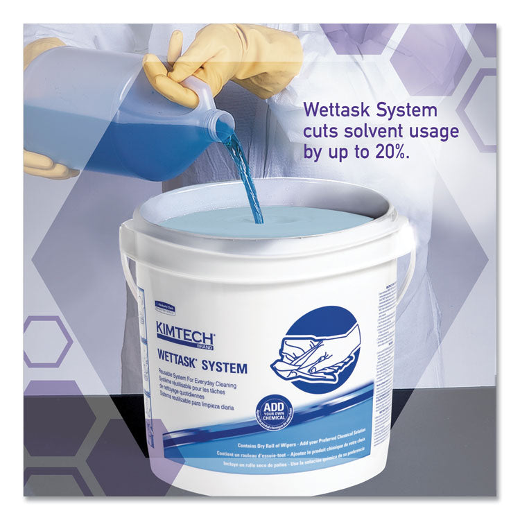 Power Clean Wipers for Disinfectants, Sanitizers,Solvents WetTask Customizable Wet Wipe System, 140/Roll, 6 Rolls/1 Bucket/CT 5