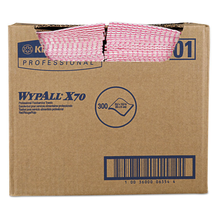 X70 Wipers, 1-Ply, 12.5 x 23.2, Red, 300/Carton 1