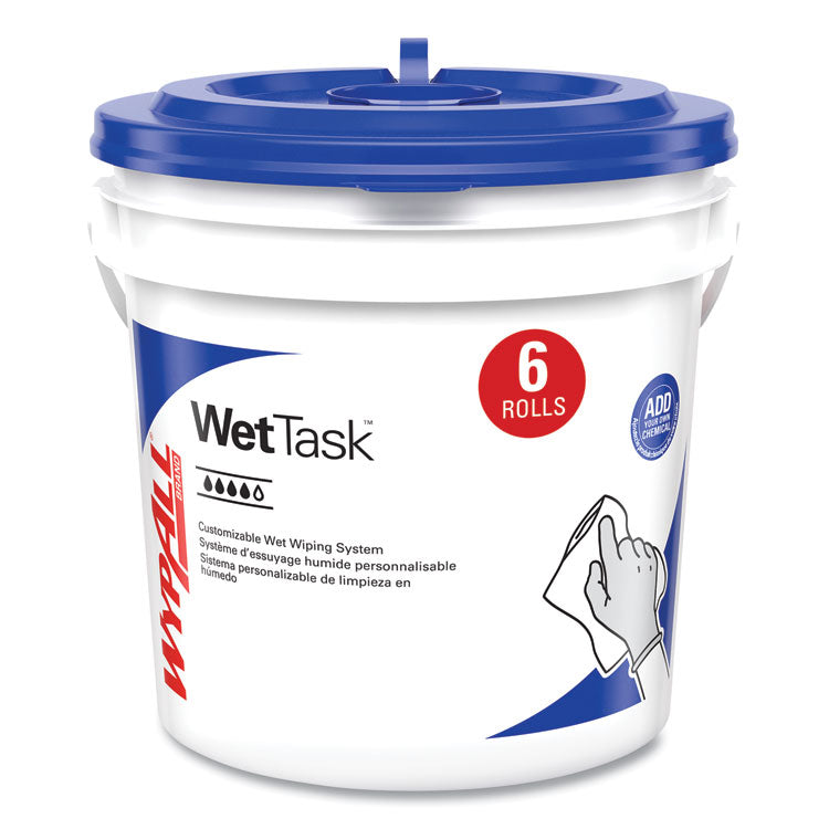 Critical Clean Wipers for Bleach, Disinfectants, Sanitizers WetTask Customizable Wet Wiping System, w/Bucket,140/Roll, 6/CT 5