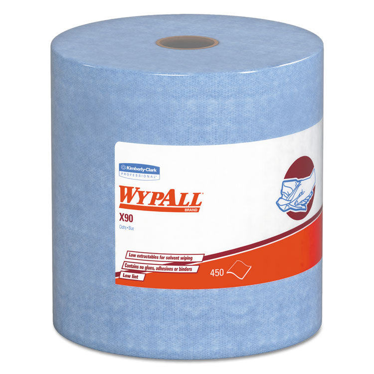 X90 Cloths, Jumbo Roll, 2-Ply, 11.1 x 13.4, Denim Blue, 450/Roll 1