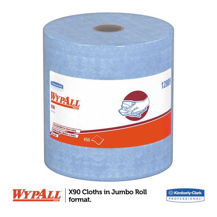 X90 Cloths, Jumbo Roll, 2-Ply, 11.1 x 13.4, Denim Blue, 450/Roll 2