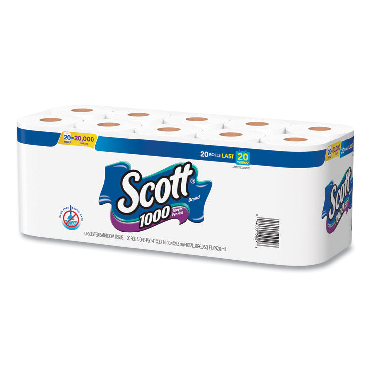 1000 Bathroom Tissue, Septic Safe, 1-Ply, White, 1,000 Sheet/Roll, 20/Pack 4