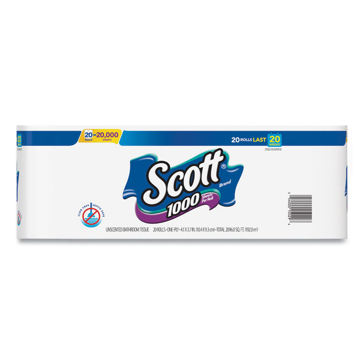 1000 Bathroom Tissue, Septic Safe, 1-Ply, White, 1,000 Sheet/Roll, 20/Pack 5