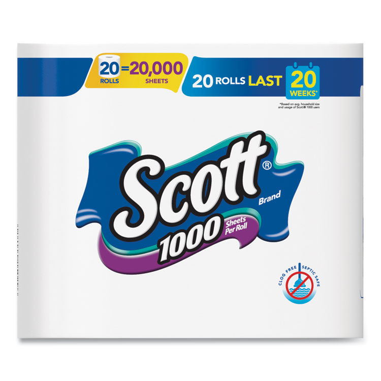 1000 Bathroom Tissue, Septic Safe, 1-Ply, White, 1,000 Sheet/Roll, 20/Pack 7