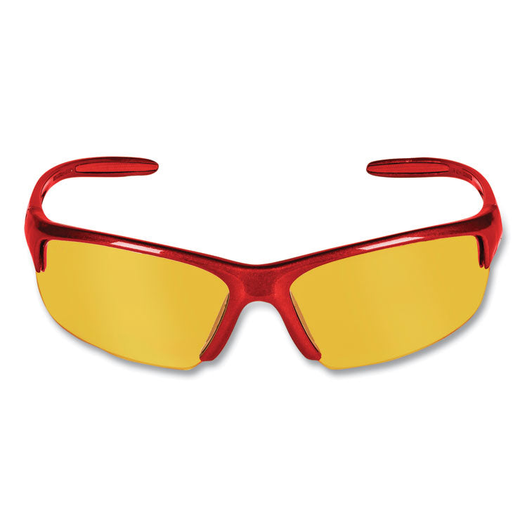 Equalizer Safety Glasses, Red Frames, Amber/yellow Lens, 12/Box 2