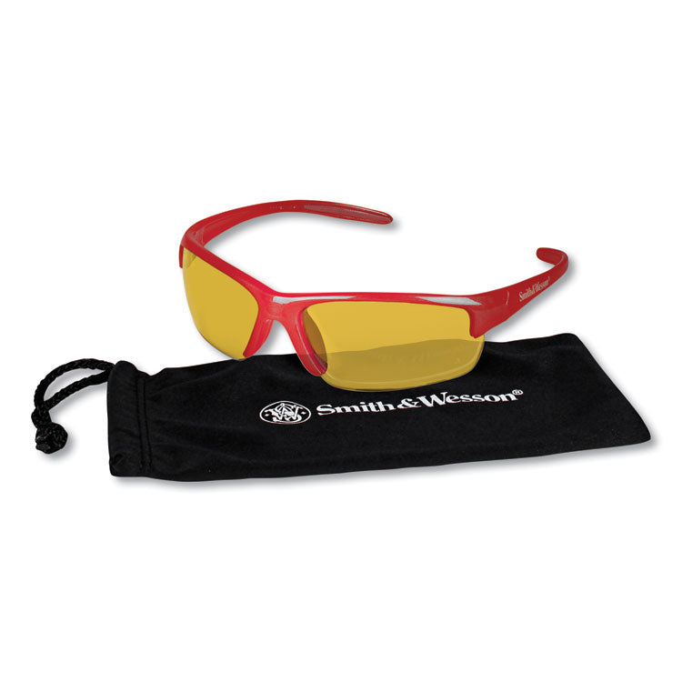 Equalizer Safety Glasses, Red Frames, Amber/yellow Lens, 12/Box 3