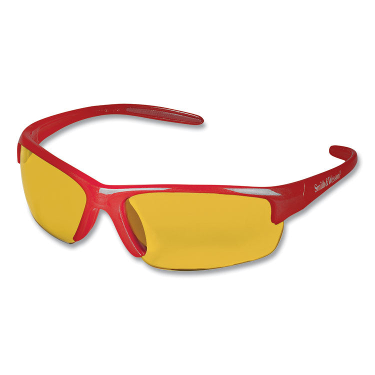 Equalizer Safety Glasses, Red Frames, Amber/yellow Lens, 12/Box 5