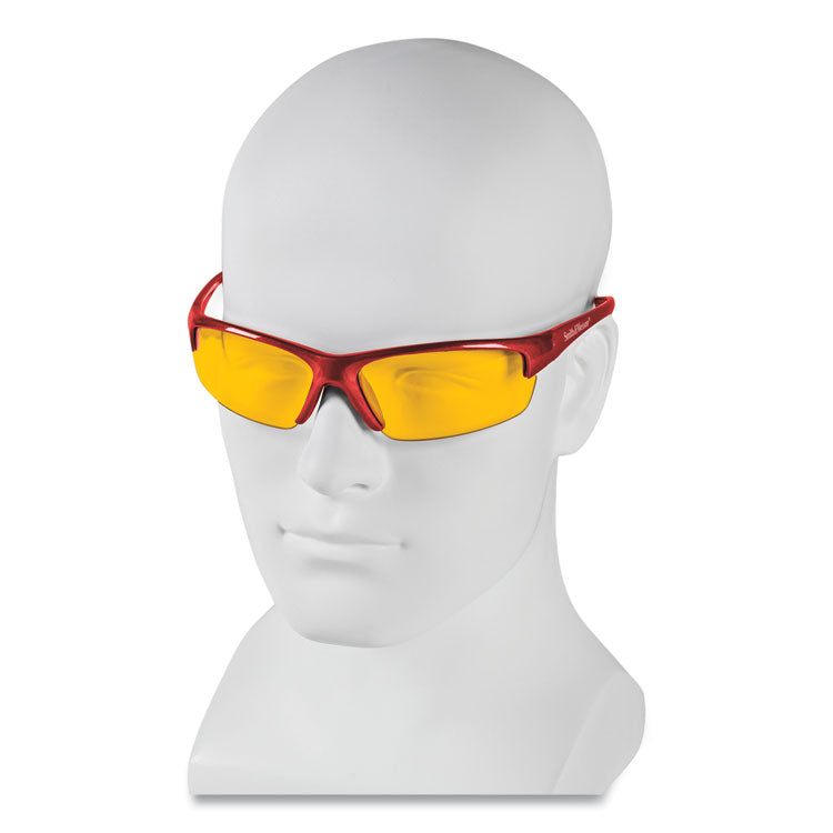 Equalizer Safety Glasses, Red Frames, Amber/yellow Lens, 12/Box 4