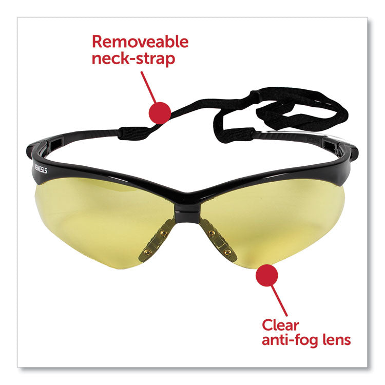 Nemesis Safety Glasses, Black Frame, Amber Lens, 12/Box 3