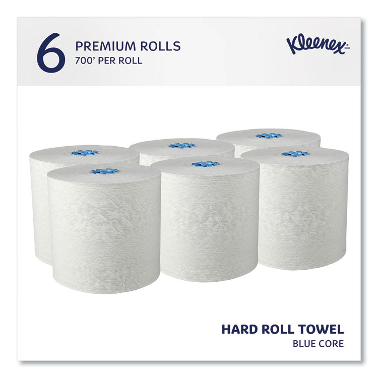 Hard Roll Paper Towels with Premium Absorbency Pockets with Colored Core, Blue Core, 1-Ply, 7.5" x 700 ft, White, 6 Rolls/CT 2