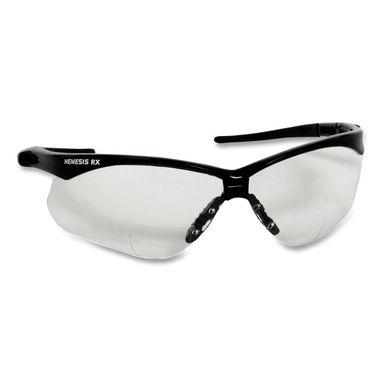 V60 Nemesis Rx Reader Safety Glasses, Black Frame, Clear Lens, +3.0 Diopter Strength, 6/Box 1