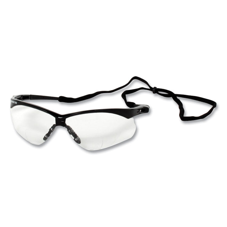 V60 Nemesis Rx Reader Safety Glasses, Black Frame, Clear Lens, +3.0 Diopter Strength, 6/Box 2