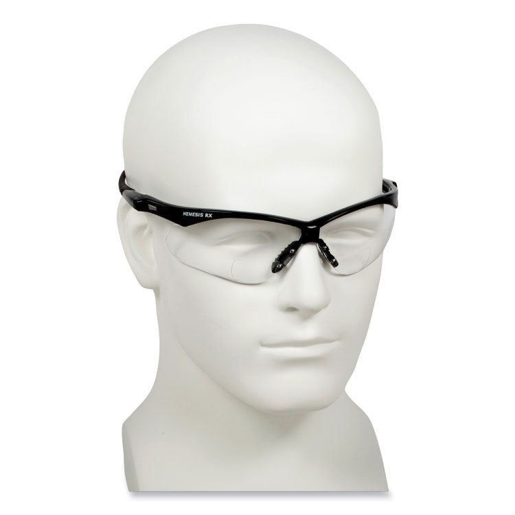 V60 Nemesis Rx Reader Safety Glasses, Black Frame, Clear Lens, +3.0 Diopter Strength, 6/Box 3