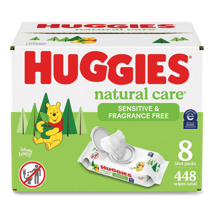 Natural Care Sensitive Baby Wipes, 1-Ply, 3.88 x 6.6, Unscented, White, 56/Pack, 8 Packs/Carton 2