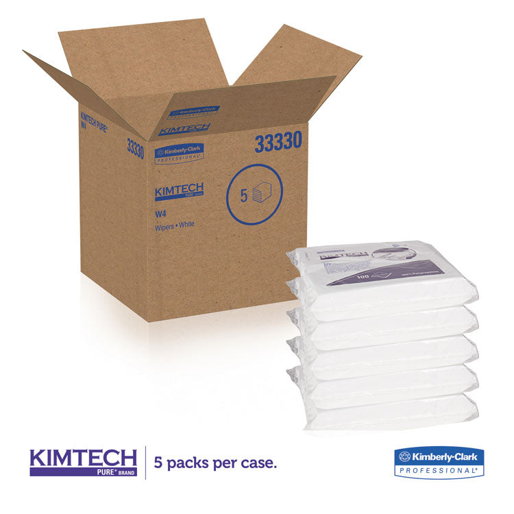 W4 Critical Task Wipers, Flat Double Bag, 12 x 12, Unscented, White, 100/Bag, 5 Bags/Carton 2