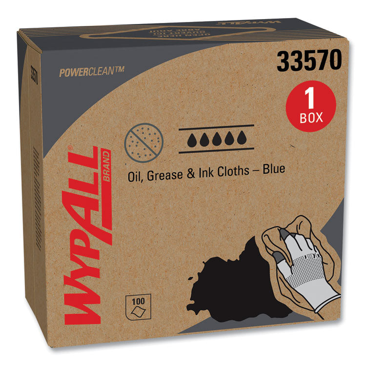 Power Clean Oil, Grease and Ink Cloths, POP-UP Box, 8.8 x 16.8, Blue, 100/Box, 5/Carton 4