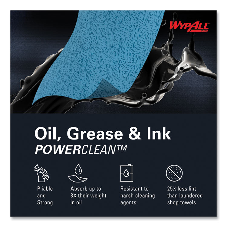 Power Clean Oil, Grease and Ink Cloths, POP-UP Box, 8.8 x 16.8, Blue, 100/Box, 5/Carton 10