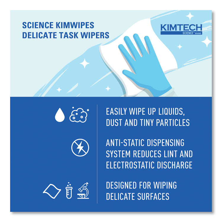 Kimwipes Delicate Task Wipers, 1-Ply, 4.4 x 8.4, Unscented, White, 280/Box, 30 Boxes/Carton 8