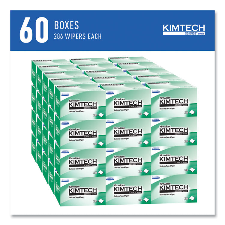 Kimwipes, Delicate Task Wipers, 1-Ply, 4.4 x 8.4, Unscented, White, 286/Box, 60 Boxes/Carton 10