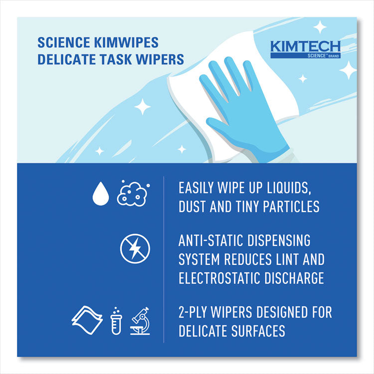 Kimwipes Delicate Task Wipers, 2-Ply, 14.7 x 16.6, Unscented, White, 92/Box, 15 Boxes/Carton 8