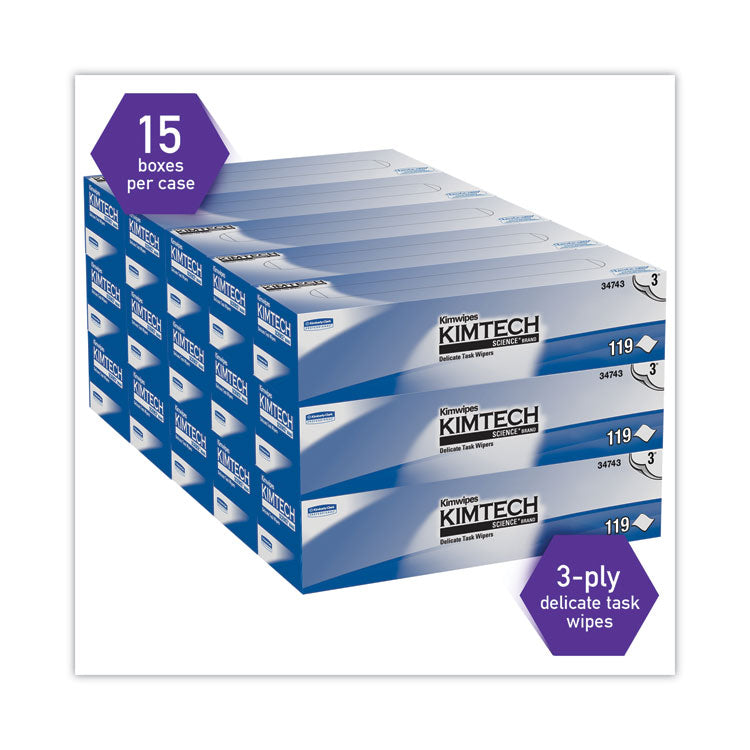 Kimwipes Delicate Task Wipers, 3-Ply, 11.8 x 11.8, Unscented, White, 100/Box, 15 Boxes/Carton 4