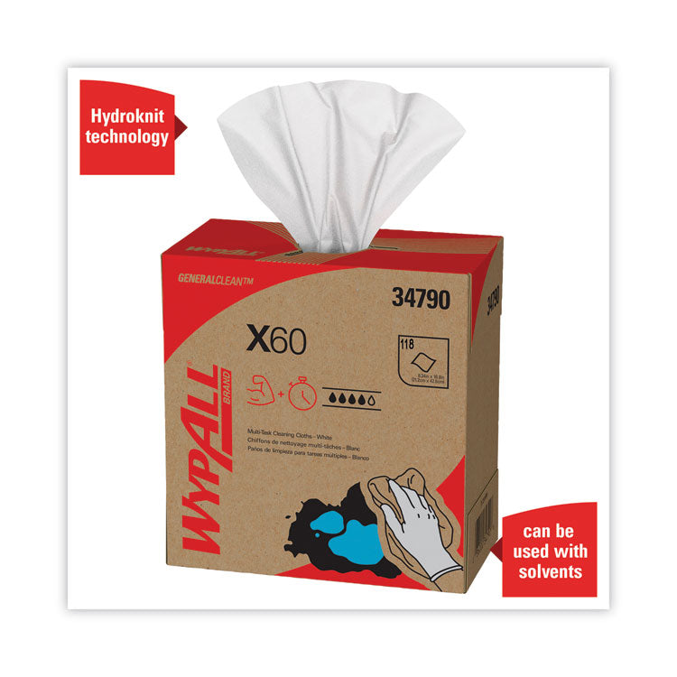 General Clean X60 Cloths, POP-UP Box, 8.34 x 16.8, White, 118/Box, 10 Boxes/Carton 3