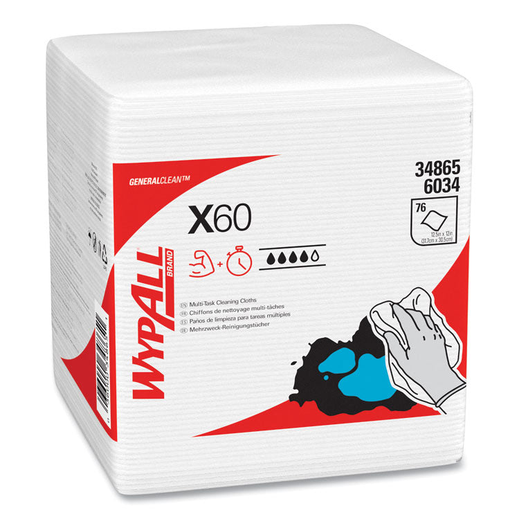 General Clean X60 Cloths, 1/4 Fold, 12.5 x 13, White, 76/Box, 12 Boxes/Carton 2