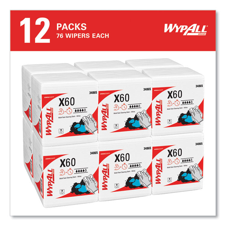 General Clean X60 Cloths, 1/4 Fold, 12.5 x 13, White, 76/Box, 12 Boxes/Carton 4