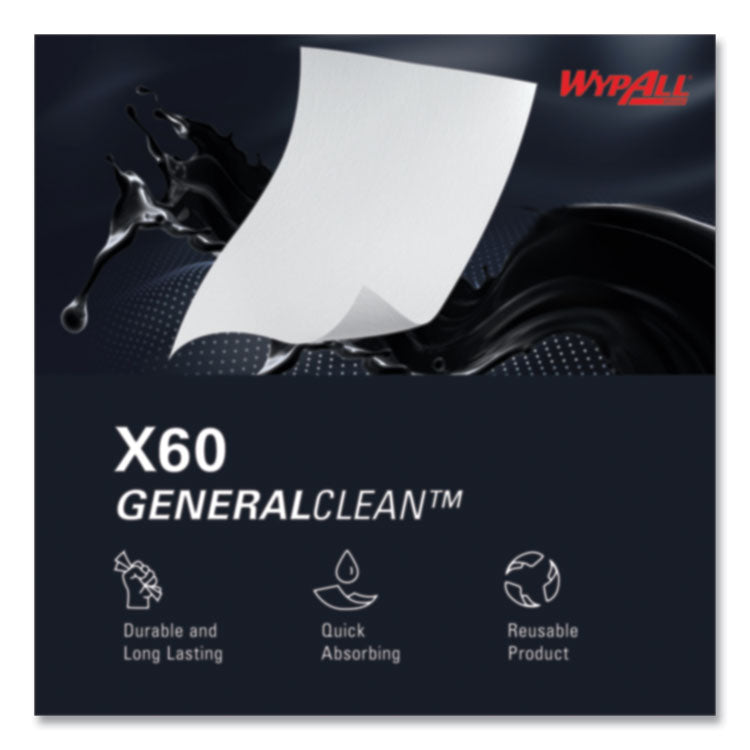 General Clean X60 Cloths, 1/4 Fold, 12.5 x 13, White, 76/Box, 12 Boxes/Carton 10