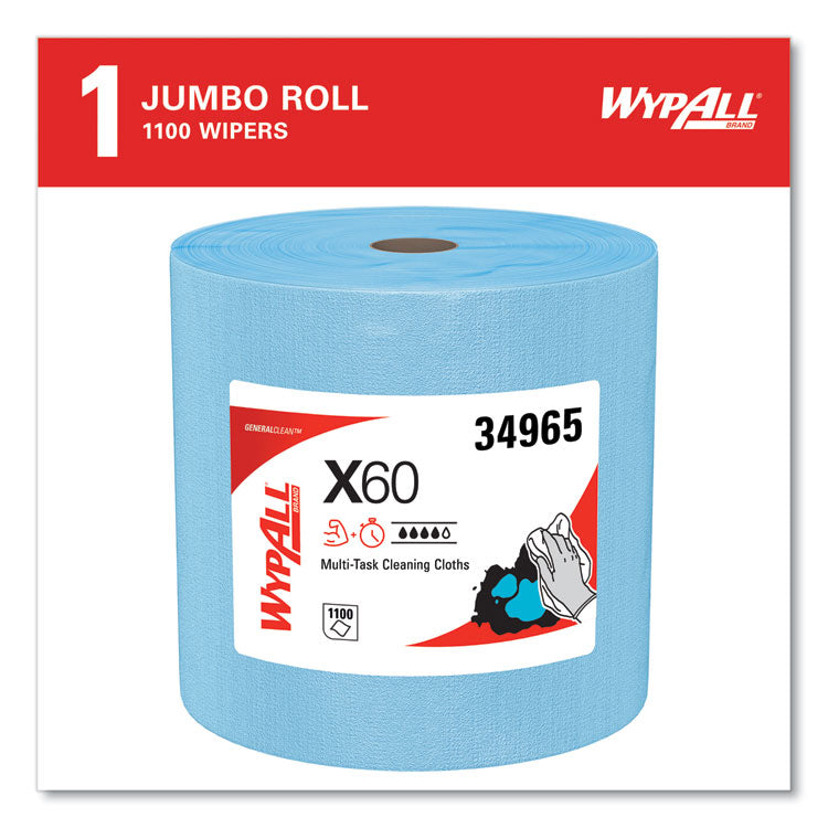 General Clean X60 Cloths, Jumbo Roll, 12.5 x 13.4, Blue, 1,100/Roll 2