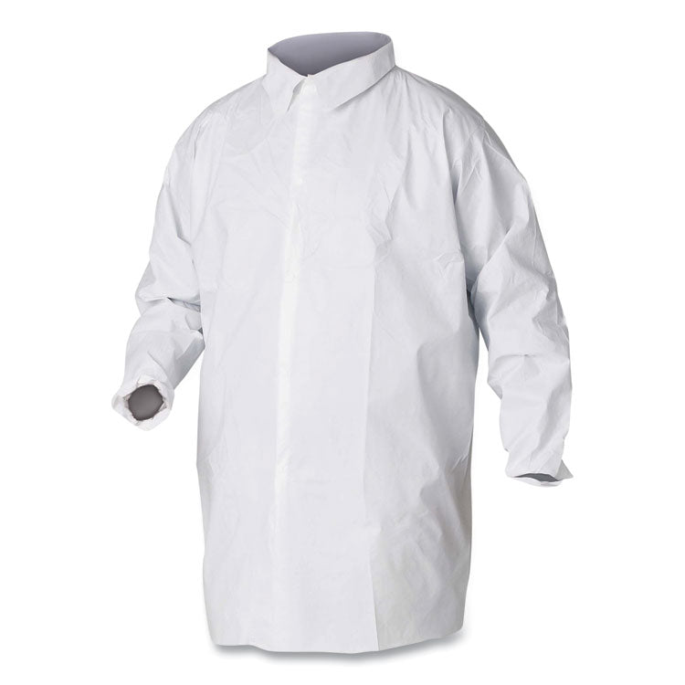 A20 Breathable Particle Protection Lab Coat, Hook And Loop Closure/elastic Wrists/no Pockets, Large, White, 30/carton 1