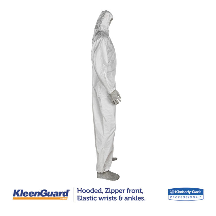 A35 Liquid And Particle Protection Coveralls, Zipper Front, Hooded, Elastic Wrists And Ankles, Large, White, 25/carton 3