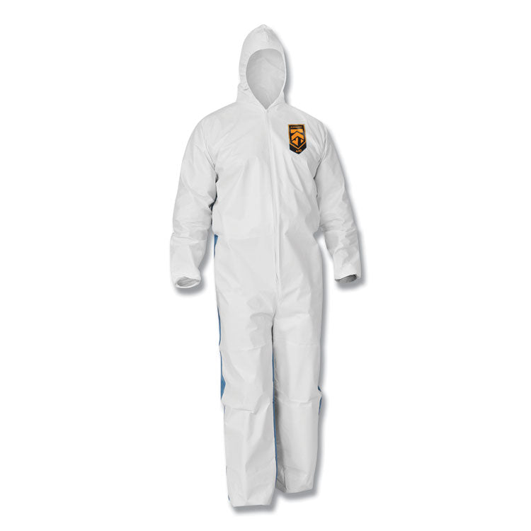 A35 Liquid And Particle Protection Coveralls, Zipper Front, Hooded, Elastic Wrists And Ankles, Large, White, 25/carton 1