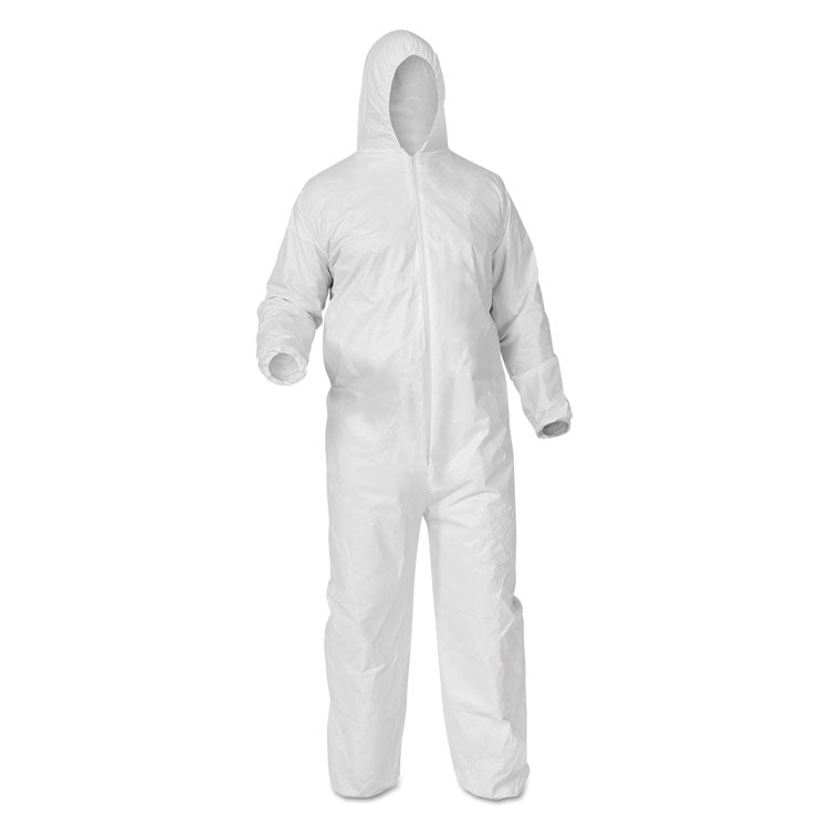 A35 Liquid And Particle Protection Coveralls, Zipper Front, Hooded, Elastic Wrists And Ankles, X-Large, White, 25/carton 1