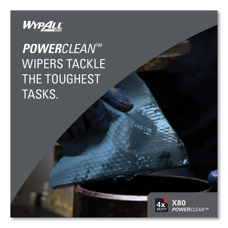 Power Clean X80 Heavy Duty Cloths, 11.1 x 16.8, Blue, 160 Wipers/Carton 5