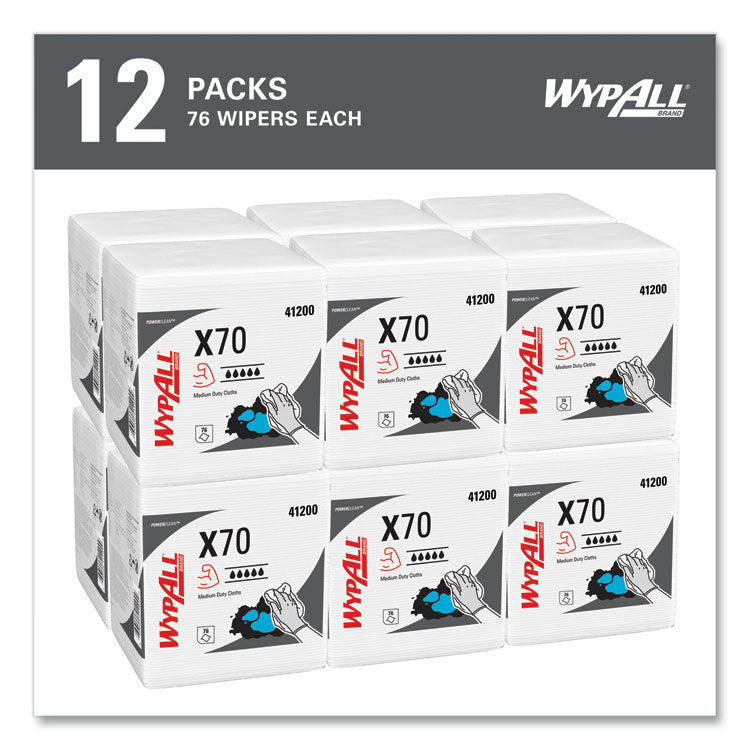 X70 Cloths, 1/4 Fold, 12.5 x 12, White, 76/Pack, 12 Packs/Carton 4