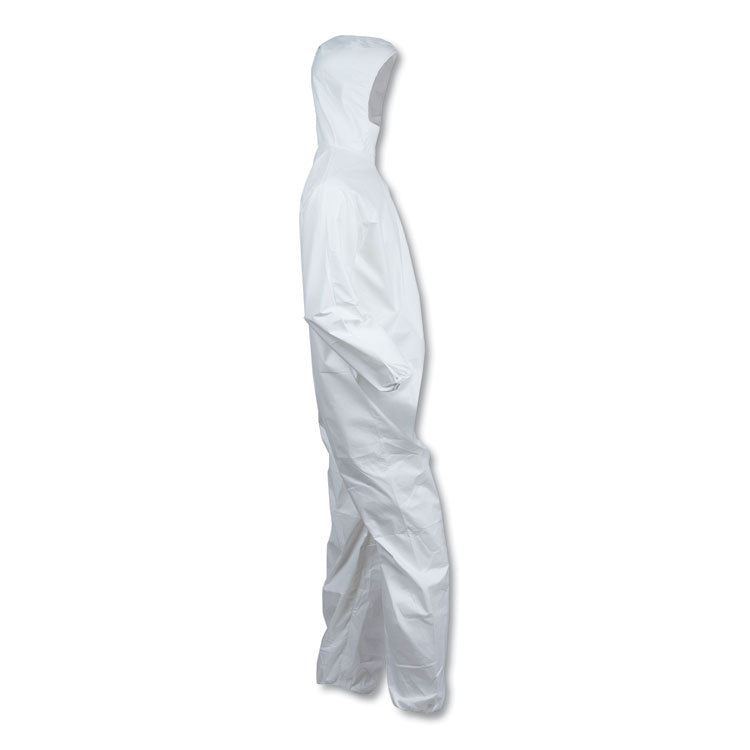 A40 Elastic-Cuff and Ankle Hooded Coveralls, Large, White, 25/Carton 5