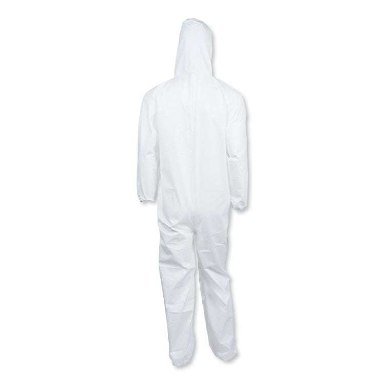 A40 Elastic-Cuff and Ankle Hooded Coveralls, Large, White, 25/Carton 6