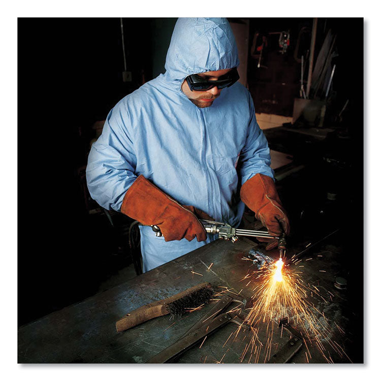 A65 Zipper Front Flame-Resistant Hooded Coveralls, Elastic Wrist and Ankles, X-Large, Blue, 25/Carton 3