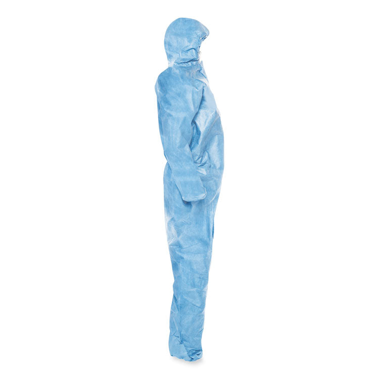 A65 Zipper Front Flame-Resistant Hooded Coveralls, Elastic Wrist and Ankles, X-Large, Blue, 25/Carton 2